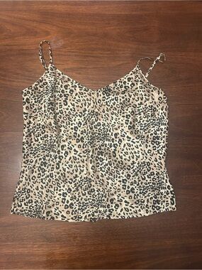 Worthington Leopard Print Spaghetti Strap Cami - Beige & Black